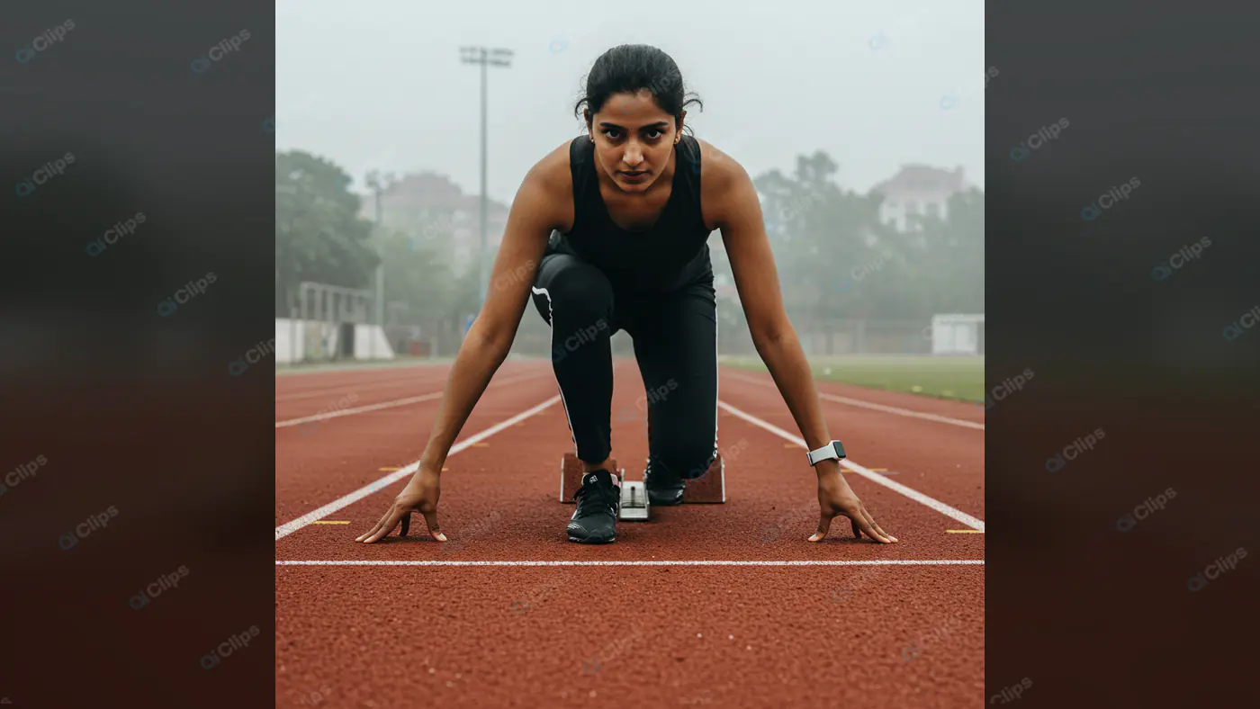 Athlete at Starting Blocks