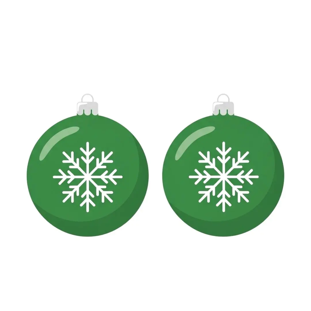 Green Christmas Bauble Ornaments with Snowflake Clipart PNG