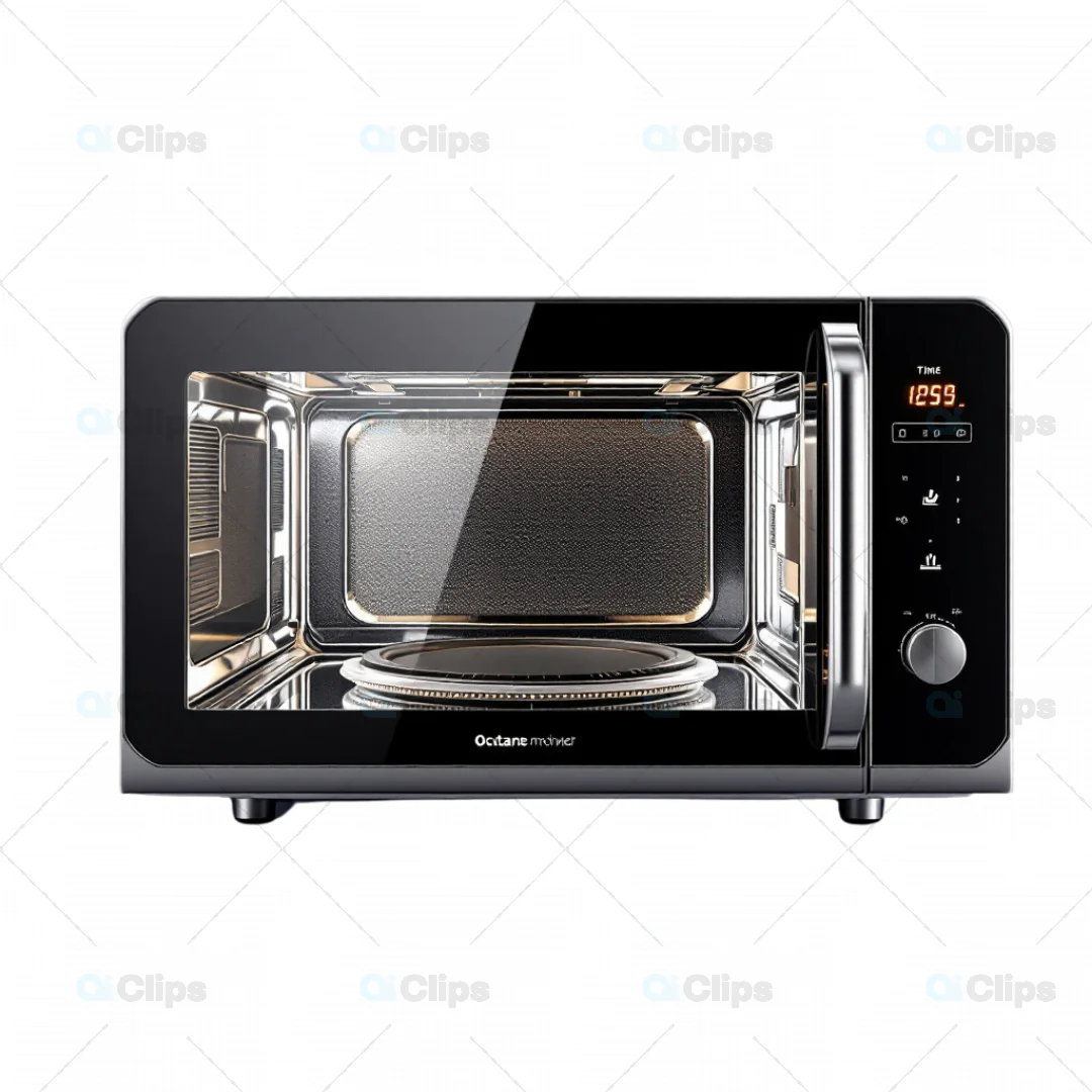 3D High-End Microwave Oven Model with Digital Display