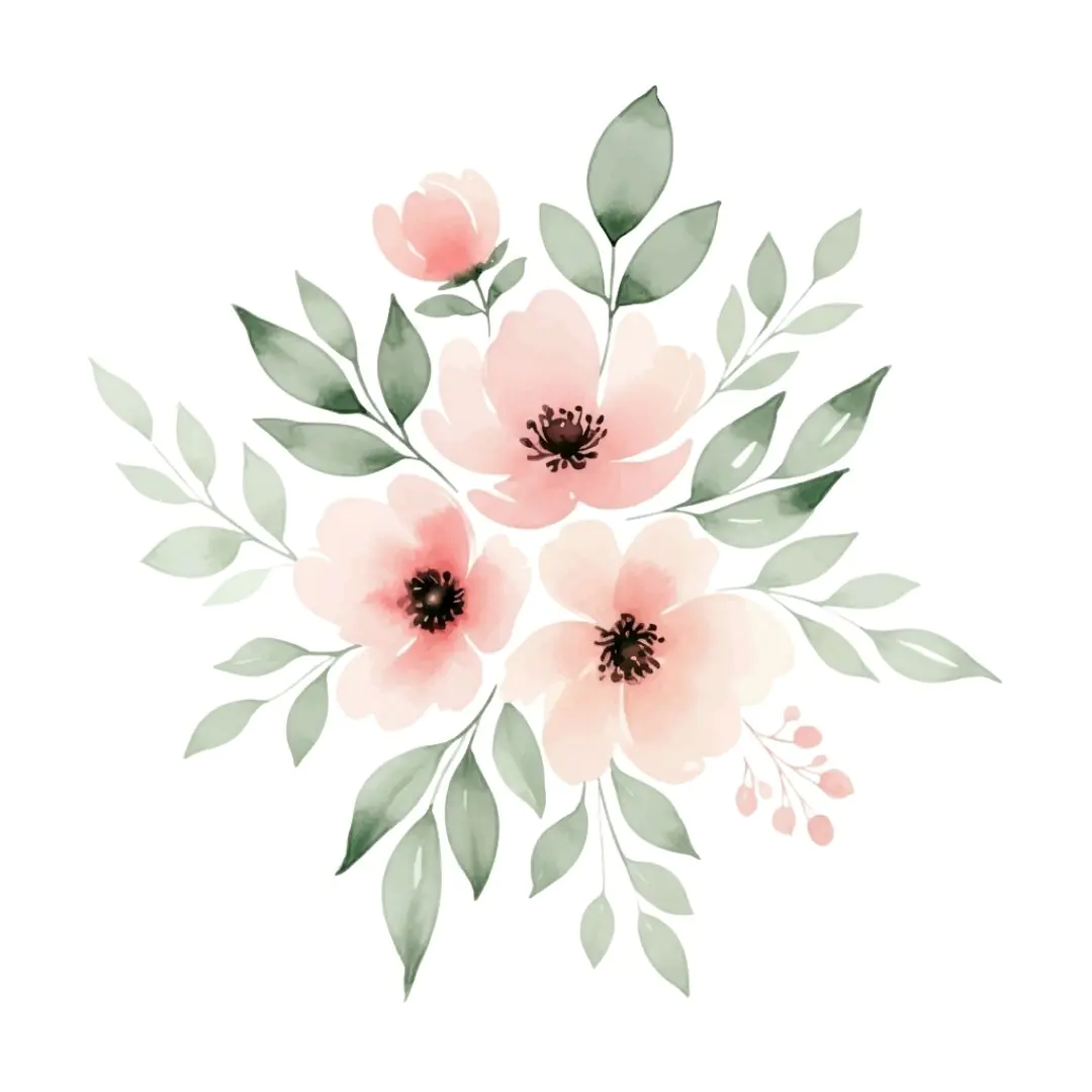 Delicate Peach Watercolor Floral Bouquet PNG Clipart