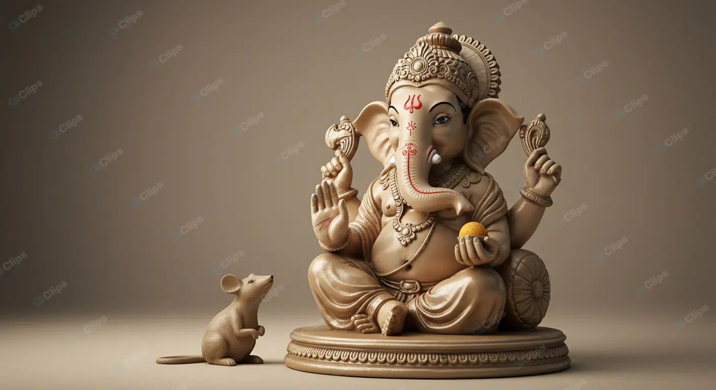 Ganesha Statue with Devoted Mouse