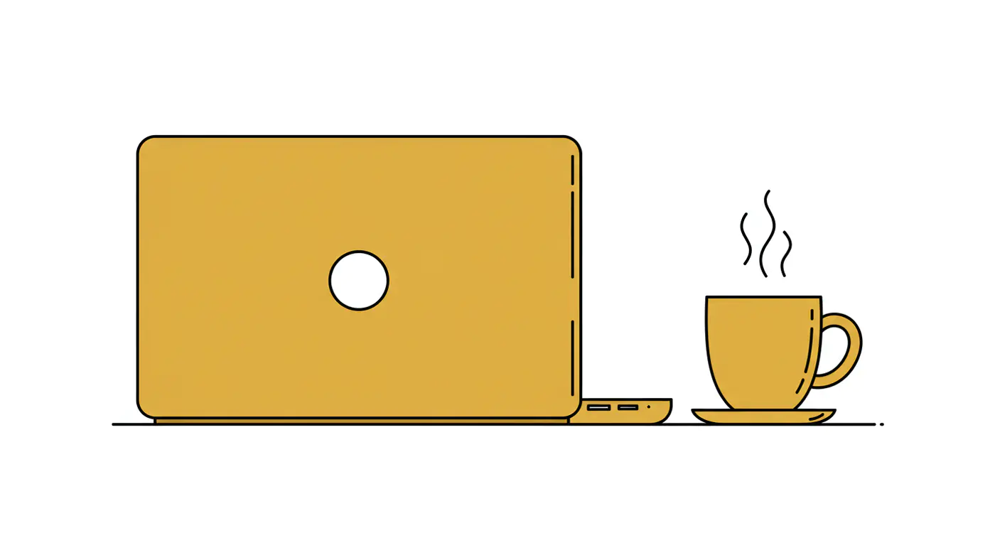 Minimalist Laptop and Coffee Vector