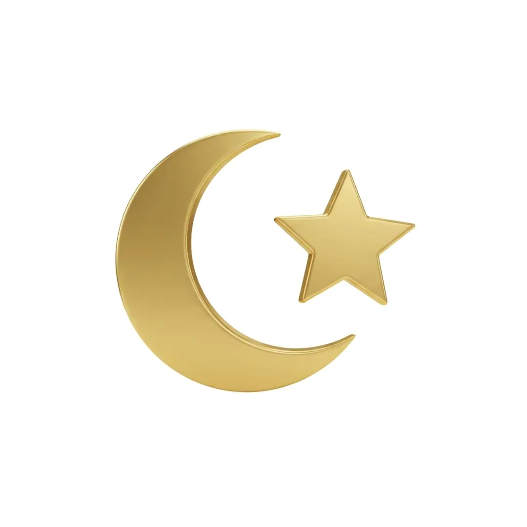 Golden crescent moon and star 3D model