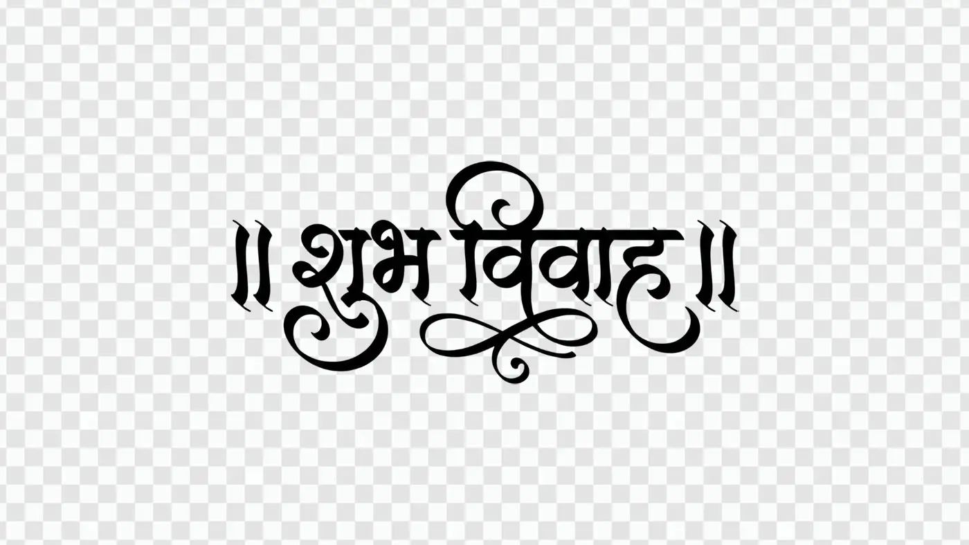 Elegant Shubh Vivah Hindi Calligraphy Wedding Text Clipart