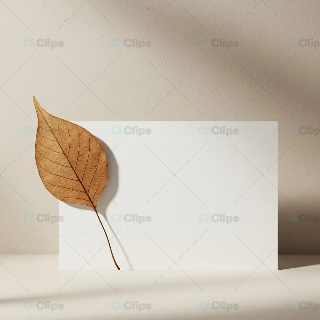 Minimalist Horizontal Card Mockup with Leaf Accent