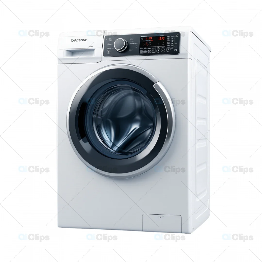 3D Front-Load Washing Machine Model with Digital Controls