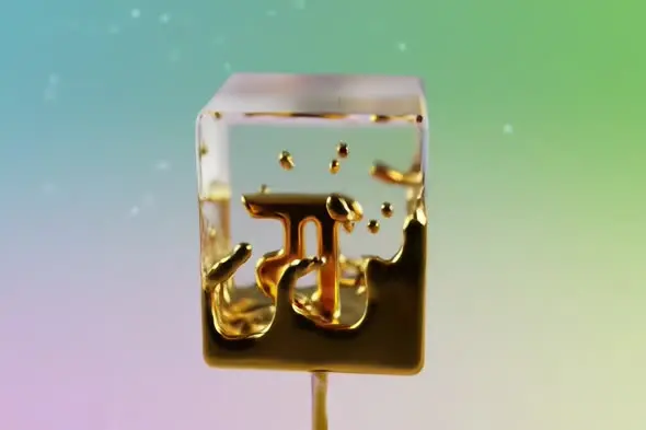Liquid Gold Text Animation in Crystal Cube