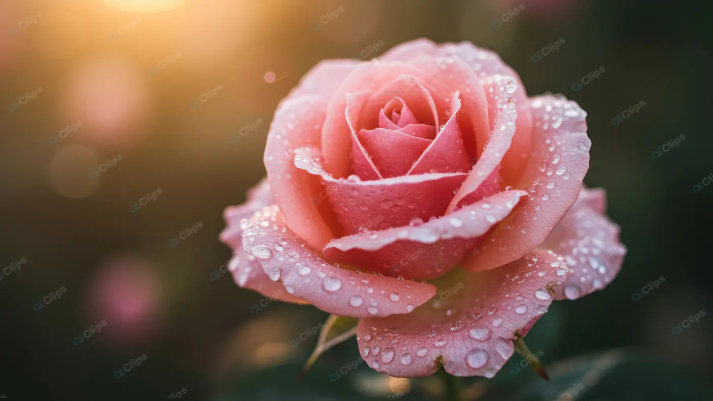 Dewy Pink Rose at Dawn