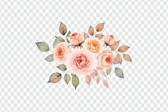 Pastel Pink Rose Cluster Watercolor Floral PNG