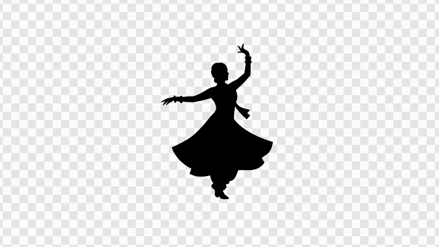Elegant Indian Classical Dancer Silhouette PNG