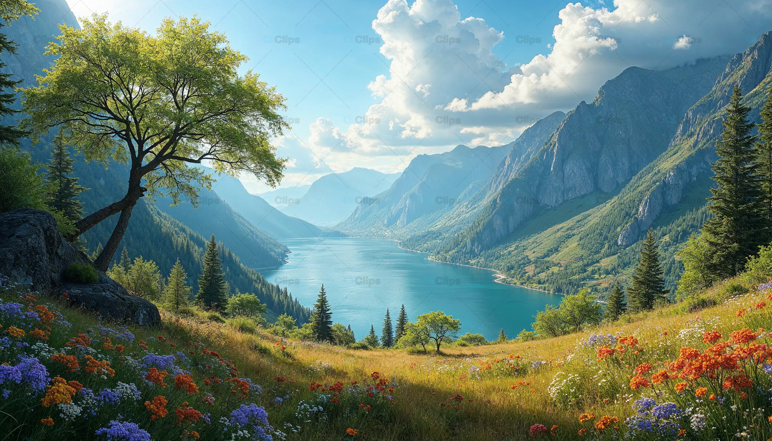 Idyllic Mountain Lake View