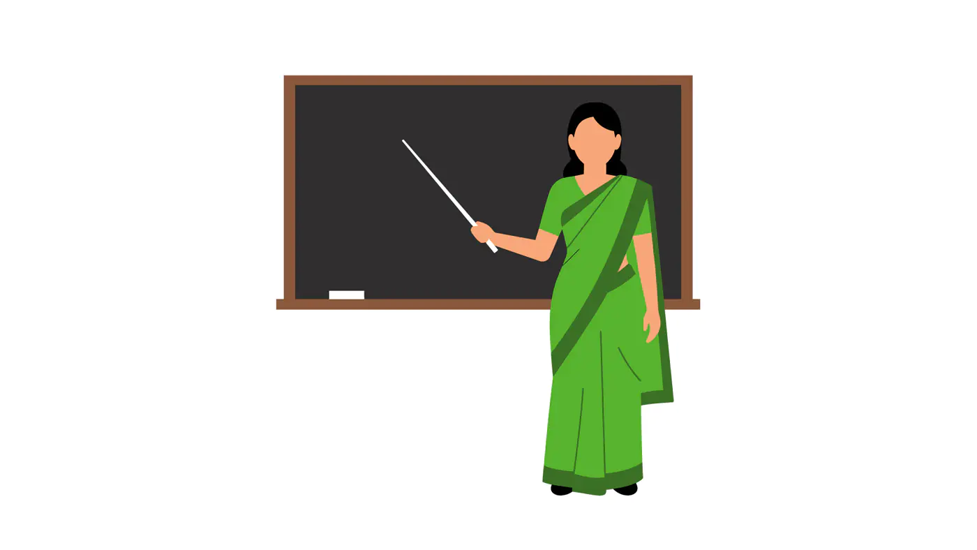 Indian Teacher with Pointer Vector