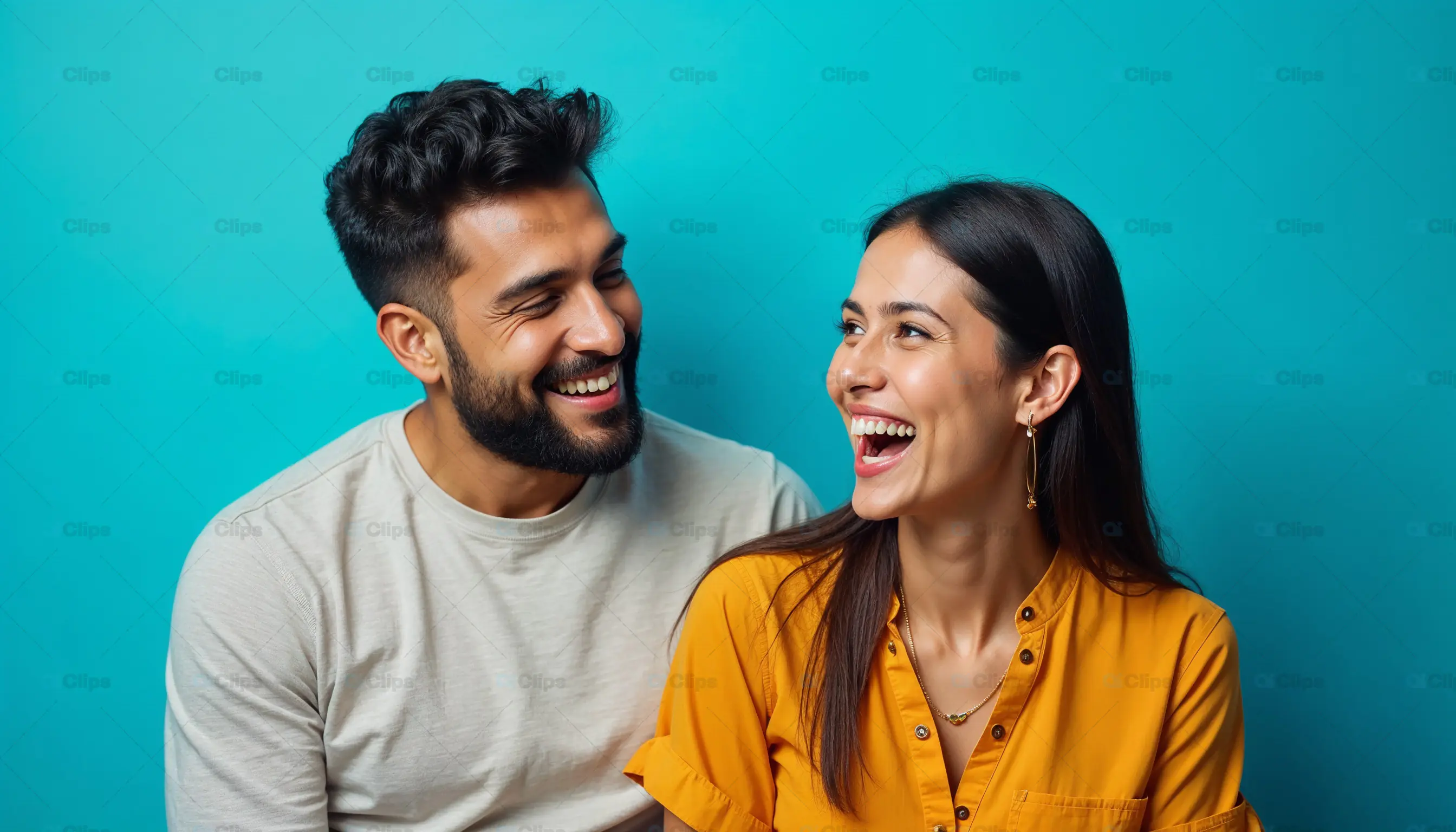 Laughing Couple in Casual Attire