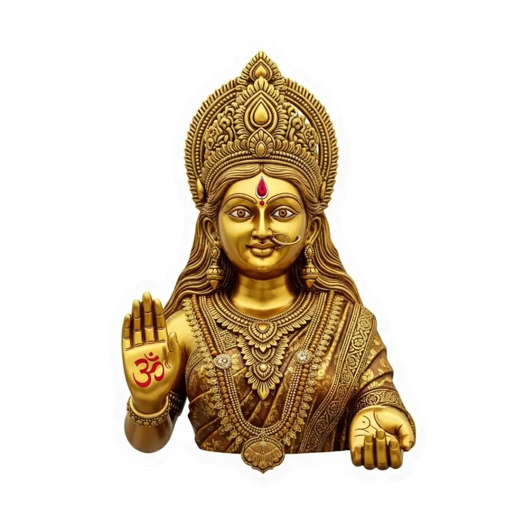 Ornate Golden Goddess Lakshmi Statue PNG Clipart