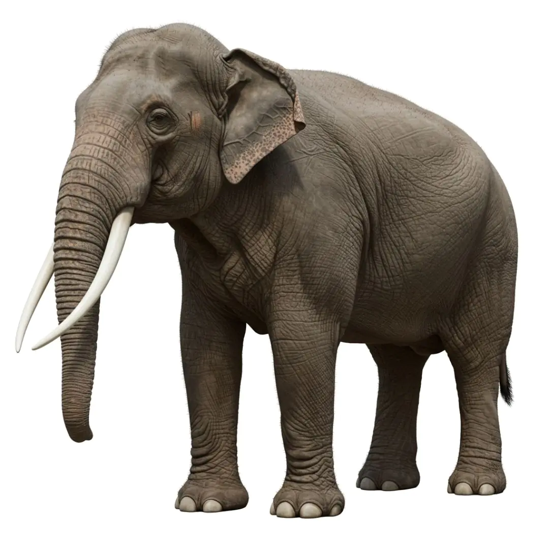 Majestic Asian Elephant with Ivory Tusks PNG
