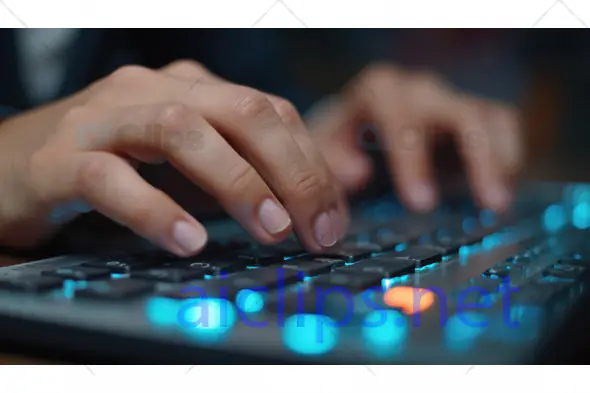 Typing on RGB Backlit Keyboard Close-Up