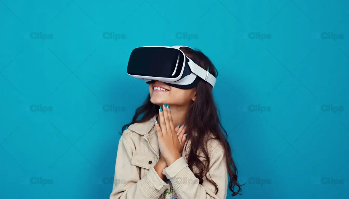 Excited Girl with VR Headset