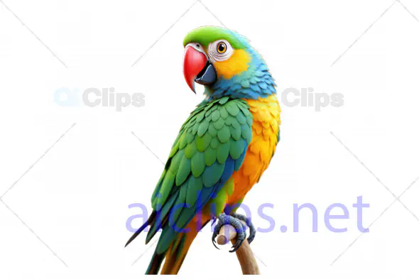 3D Colorful Parrot Illustration - Realistic Tropical Bird Model