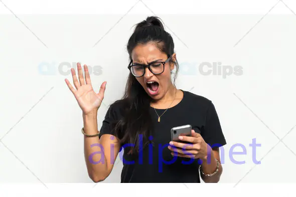 Angry Woman Shouting at Smartphone