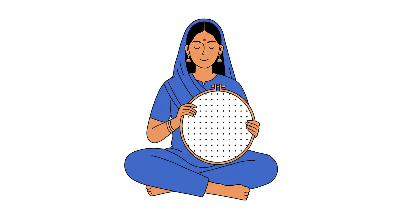 Indian Embroidery Artisan Vector