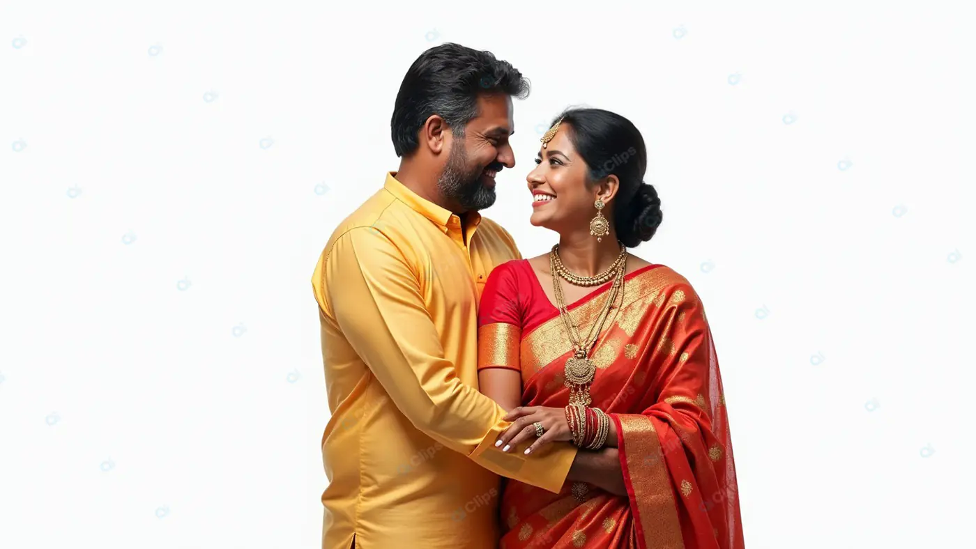 Vibrant Indian Couple in Traditional Attire