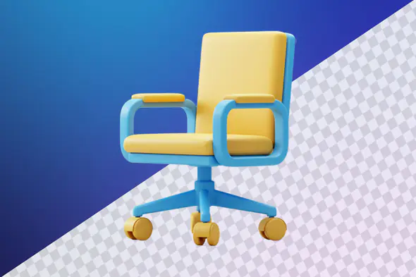 Stylish yellow and blue office chair 3D model