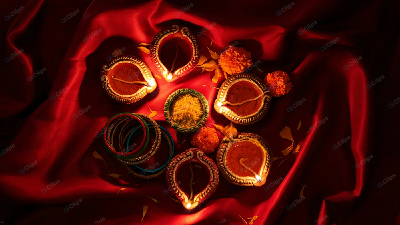 Diwali Celebration with Traditional Oil Lamps