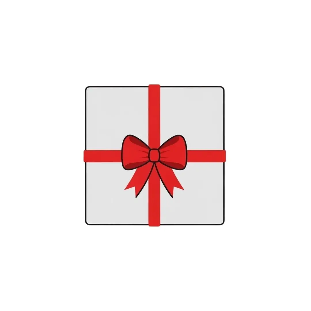 Festive White Gift Box with Red Ribbon Clipart PNG