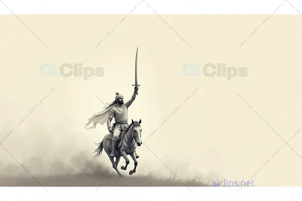 Heroic Warrior on Horseback with Raised Sword
