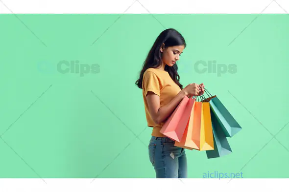 Young Woman Holding Colorful Shopping Bags