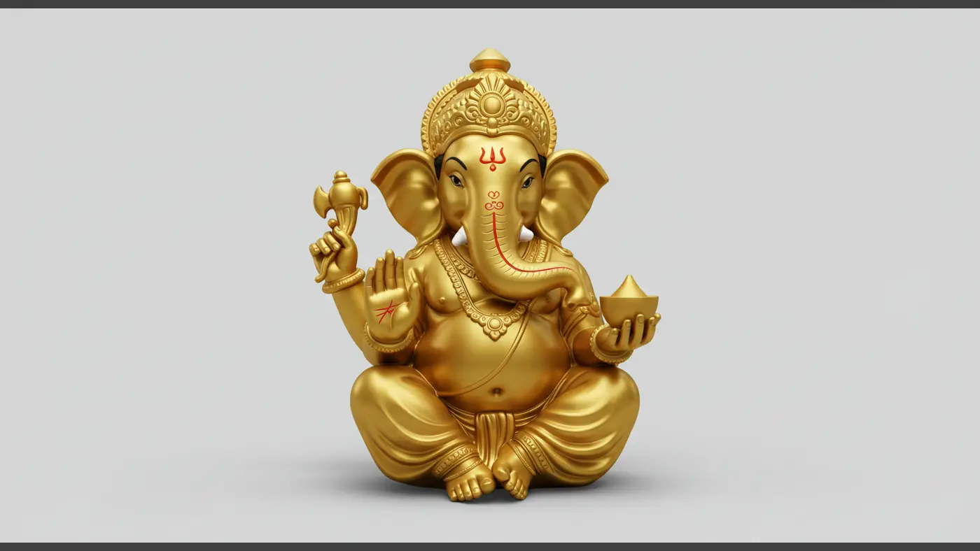 Golden Lord Ganesha Idol – Minimal Clean Background for Devotional Use