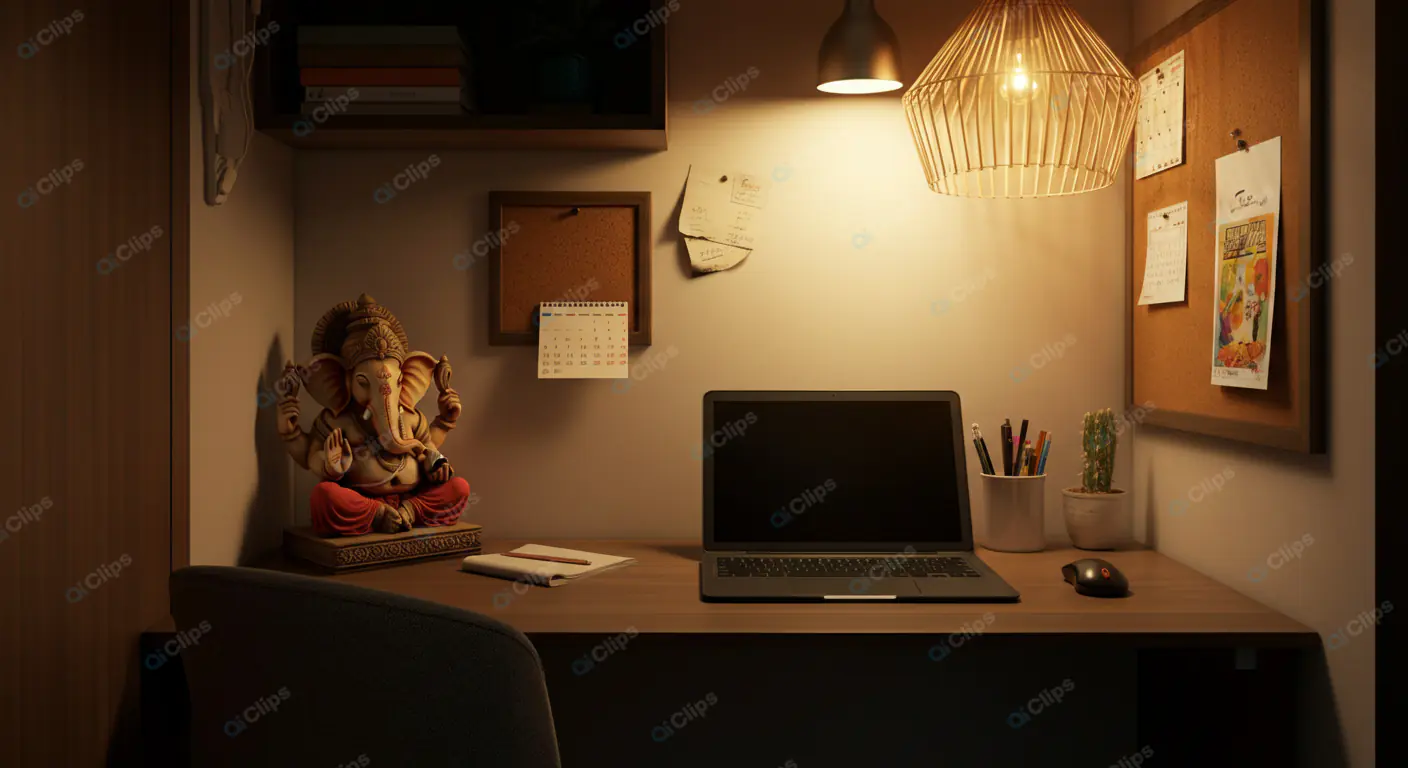 Cozy Indian Home Office Nook