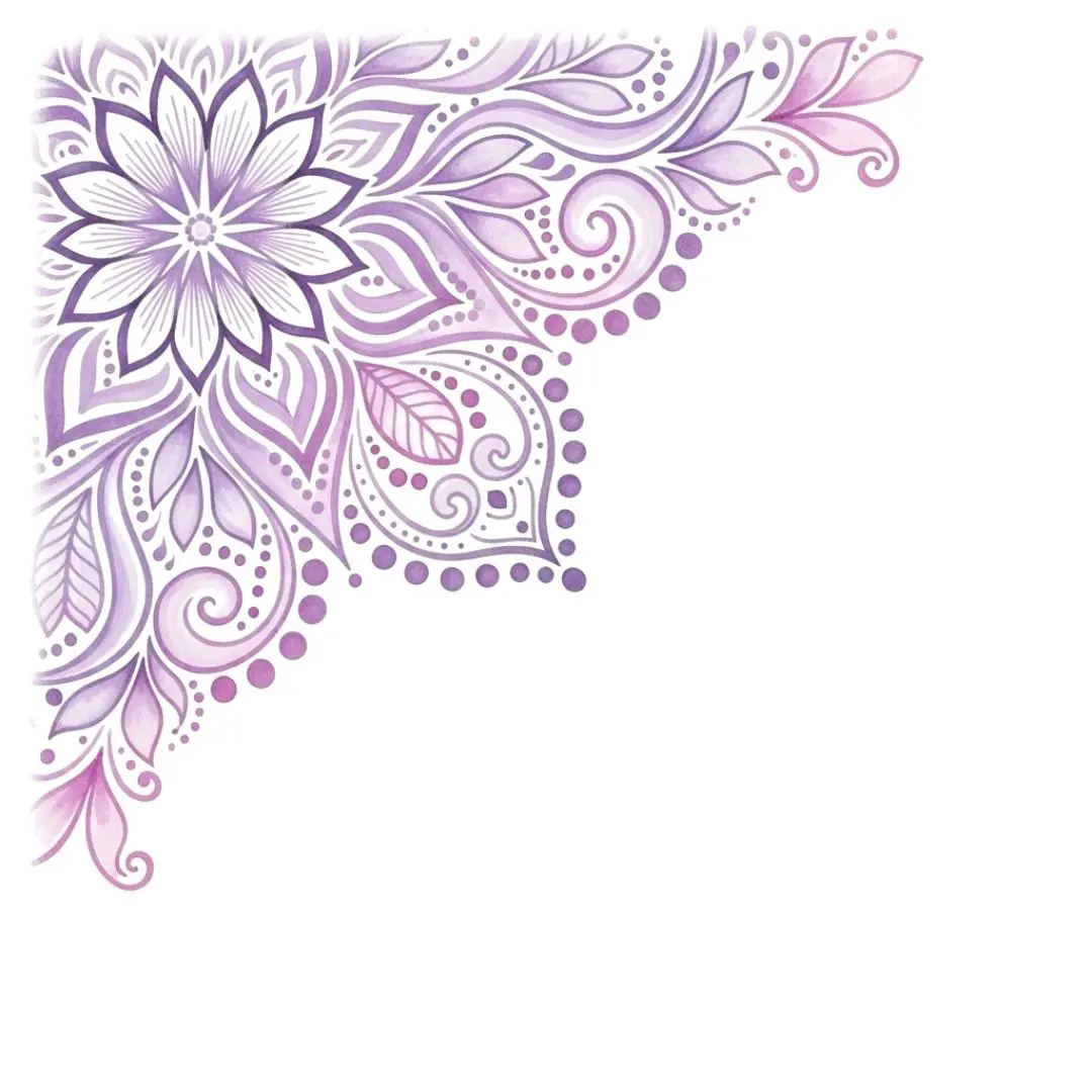 Elegant Purple Mandala Floral Corner Ornament PNG Clipart