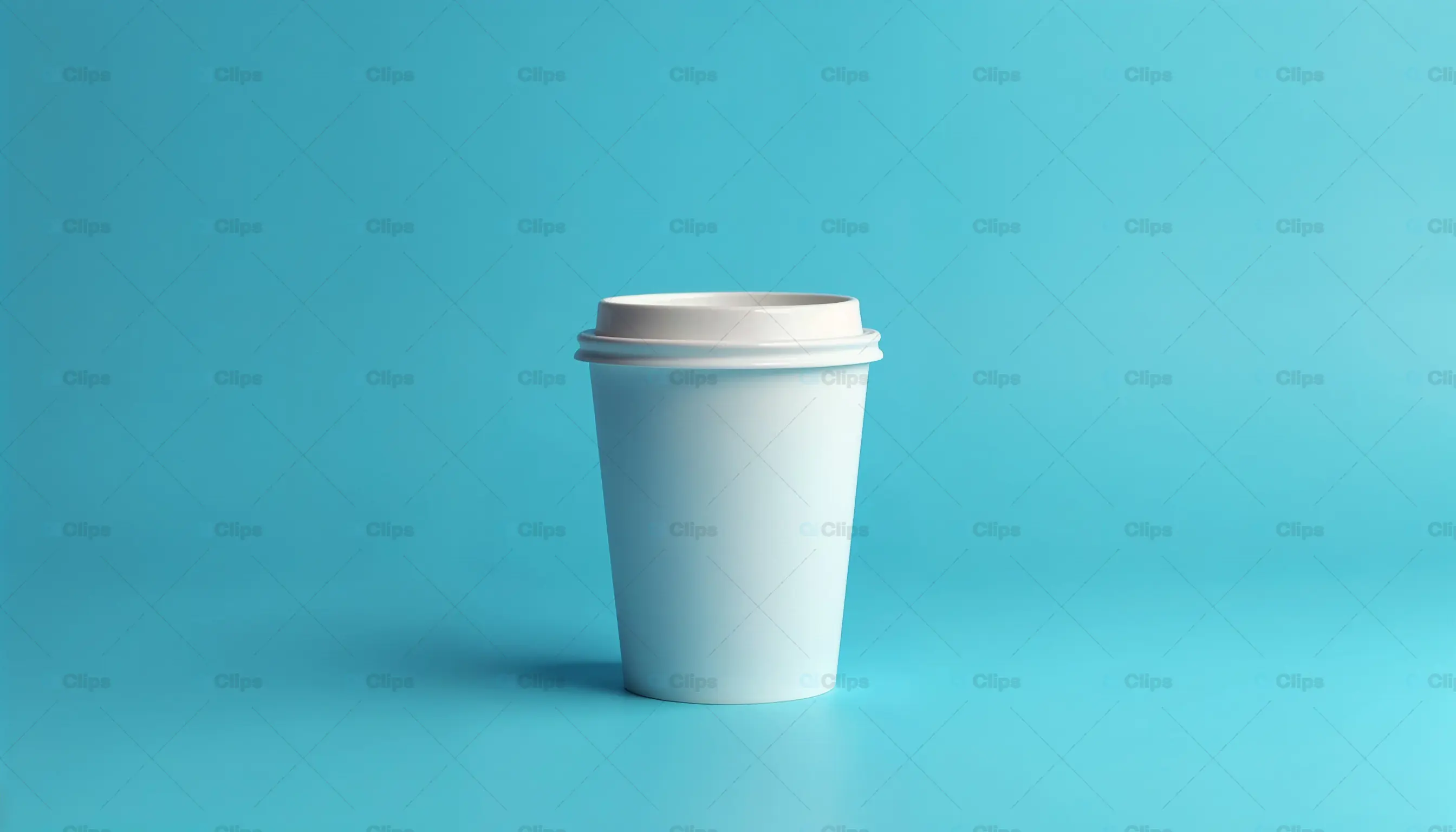 Minimalist Coffee Cup on Blue Background