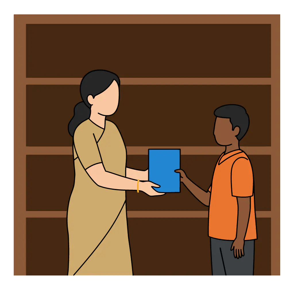 Librarian Assisting Young Reader Vector