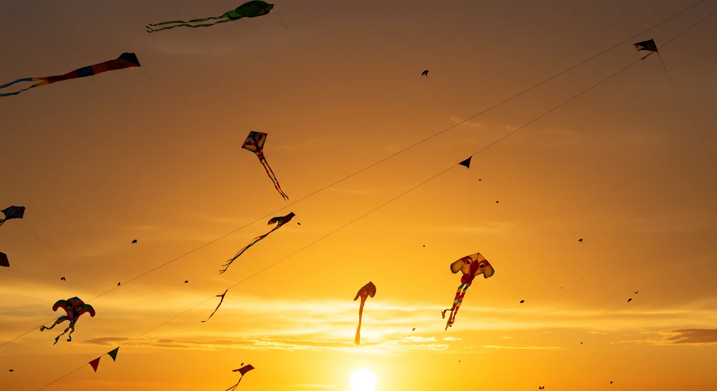 Makar Sankranti Kites at Sunset | AIClips Indian Festival Sky View