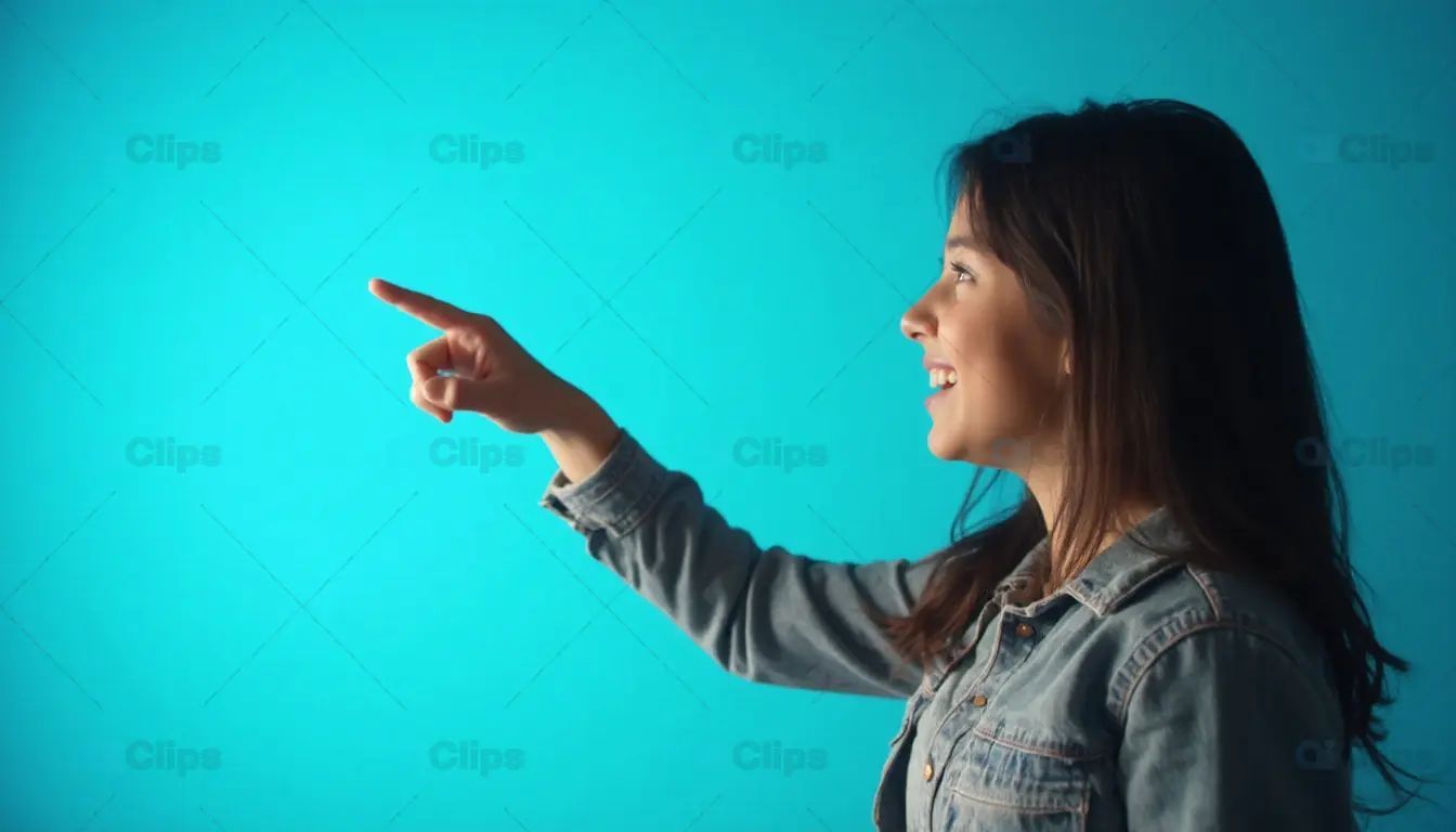 Smiling Girl Pointing Sideways