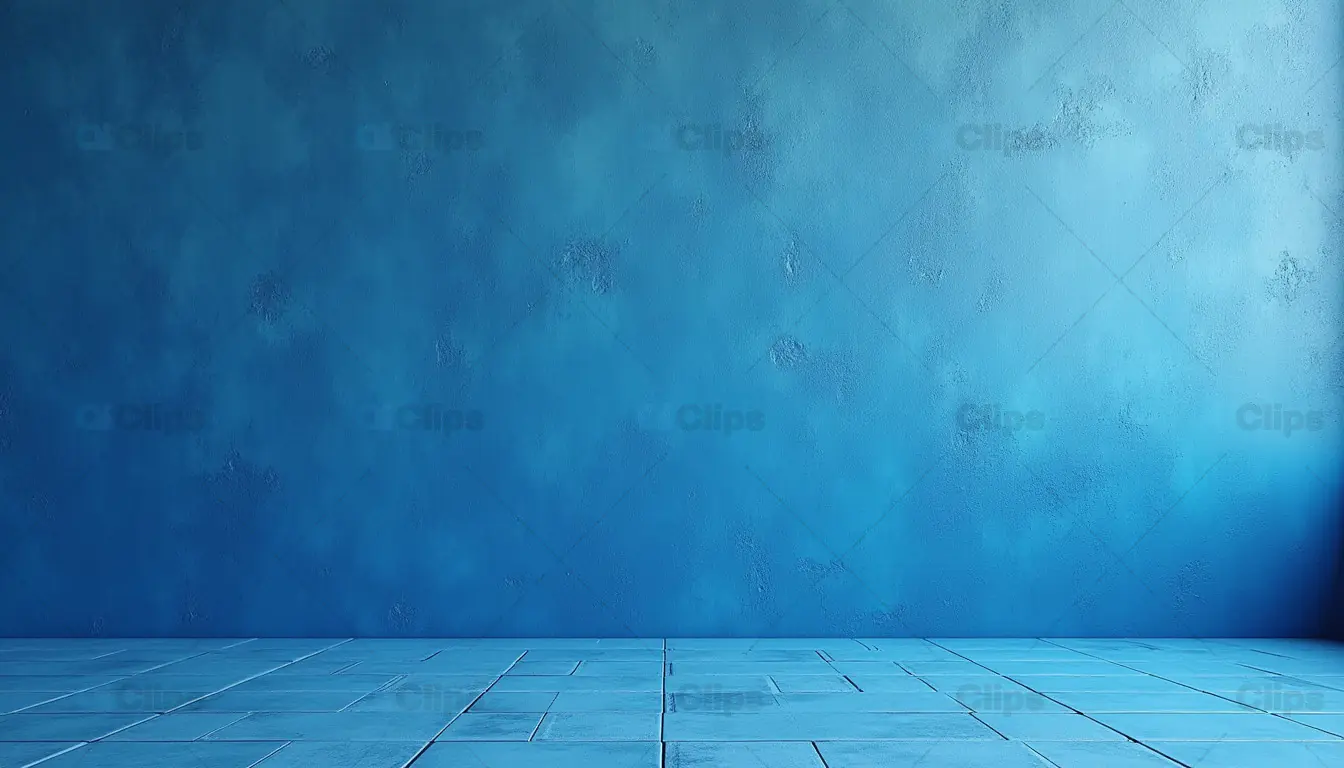 Empty Blue Textured Wall and Floor Background