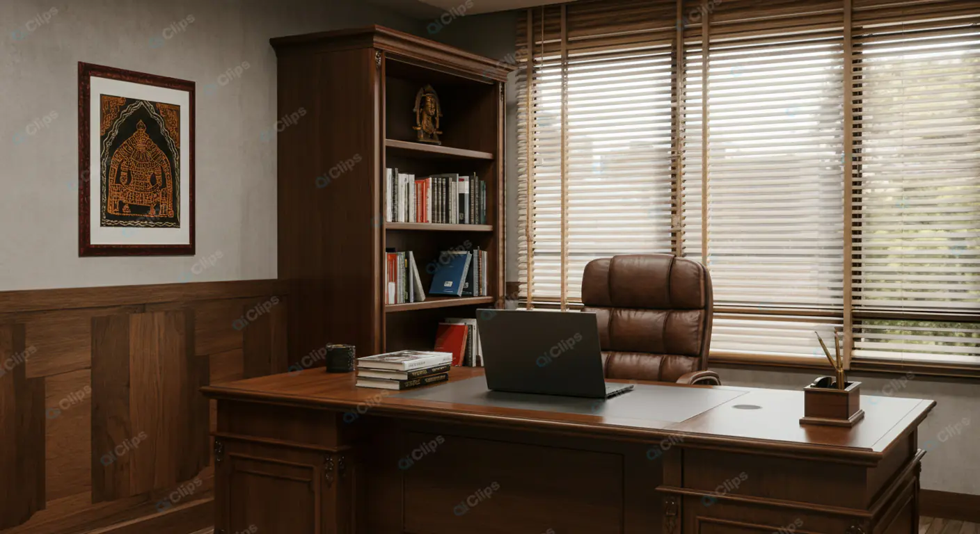 Professional Home Office with Cultural Flair