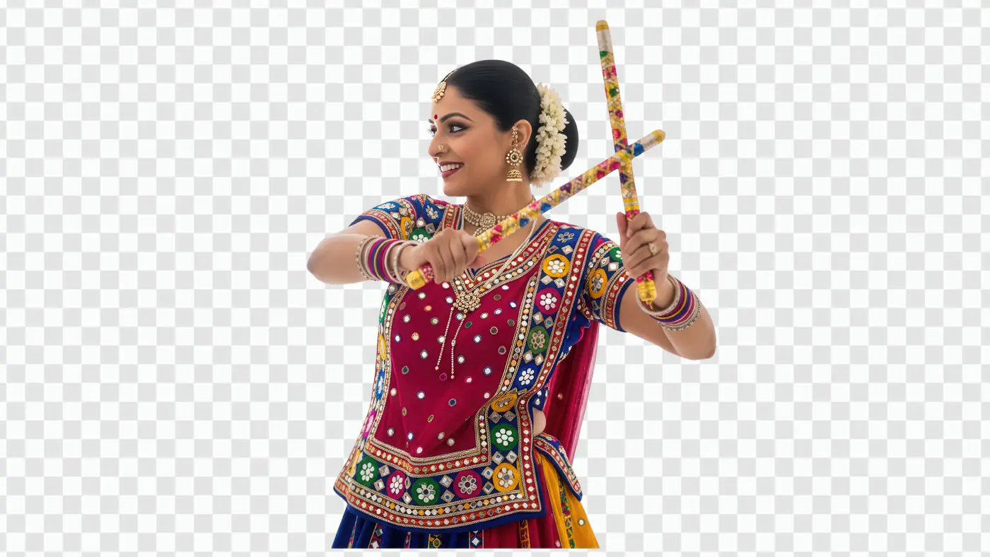Vibrant Indian Dancer Performing Traditional Garba Celebration