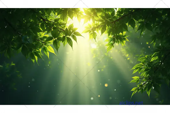 Sunlight Filtering Through Green Forest Leaves