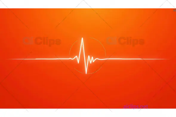 Heartbeat Pulse Line on Vibrant Orange Background