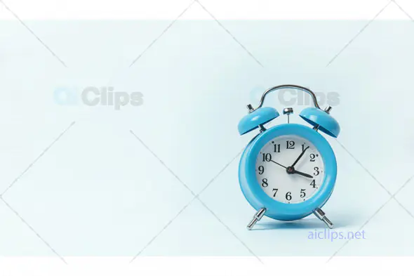 Blue Retro Alarm Clock on White Background