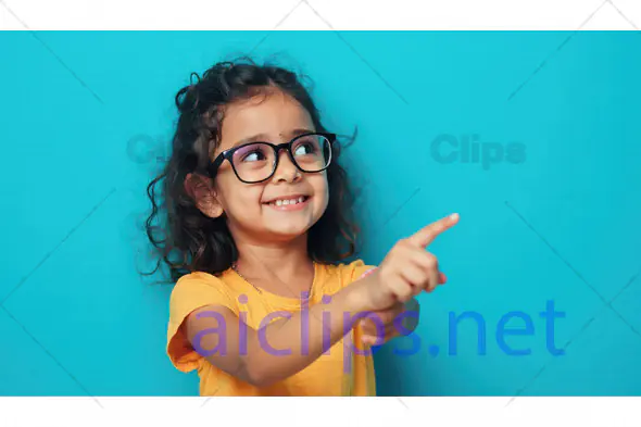 Smiling Little Girl Pointing Up