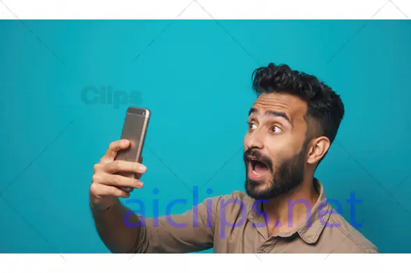 Surprised Man Taking Selfie