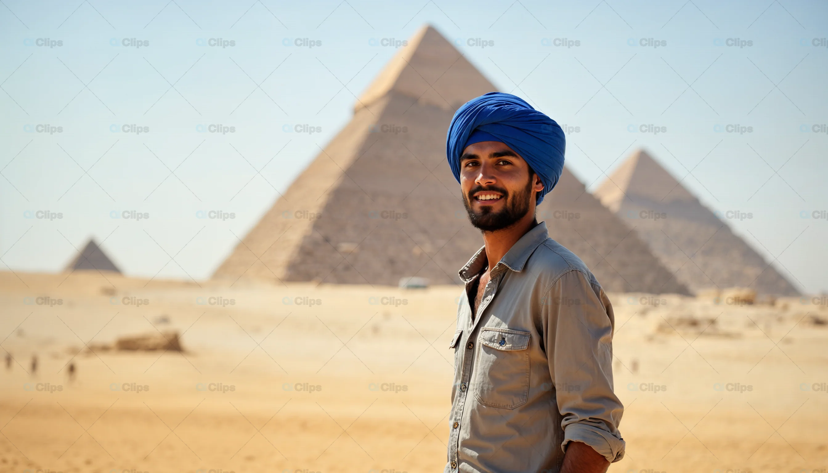 Smiling Man with Turban at Giza Pyramids