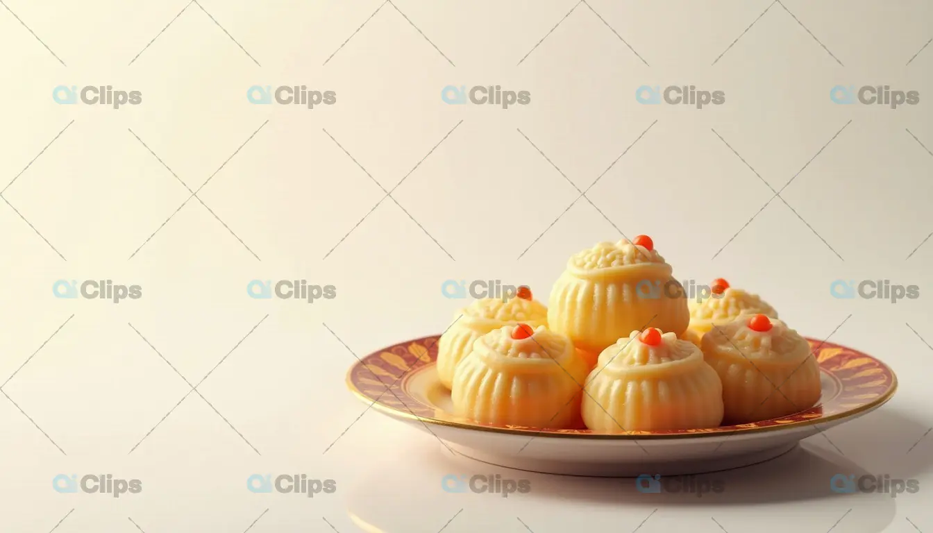 Traditional Indian Sweets (Sandesh) on a Decorative Plate