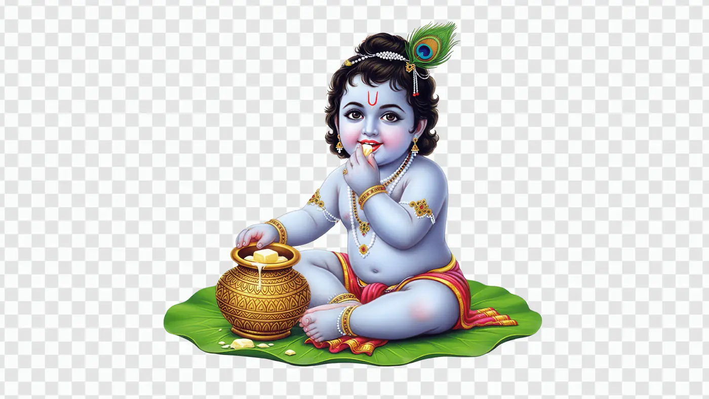 Adorable Baby Krishna Eating Butter PNG Clipart