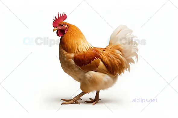 Golden Rooster on White Background