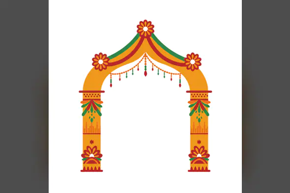 Vibrant Indian Wedding Arch Vector